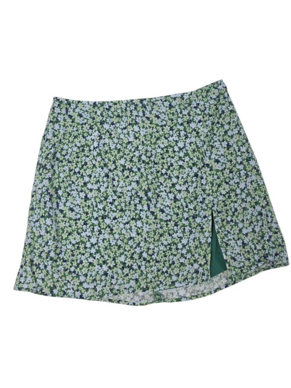 Aritzia Sundeh Ditsy Floral Mini Skirt, Slit Front, Green Multi, Size 4
